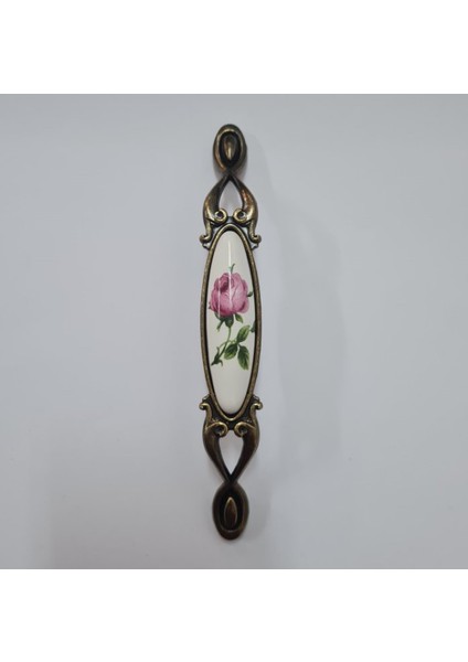 Miray 96 mm Metal Antik Sarı - Porselen Gül Desenli - 5 Adet fırsatları