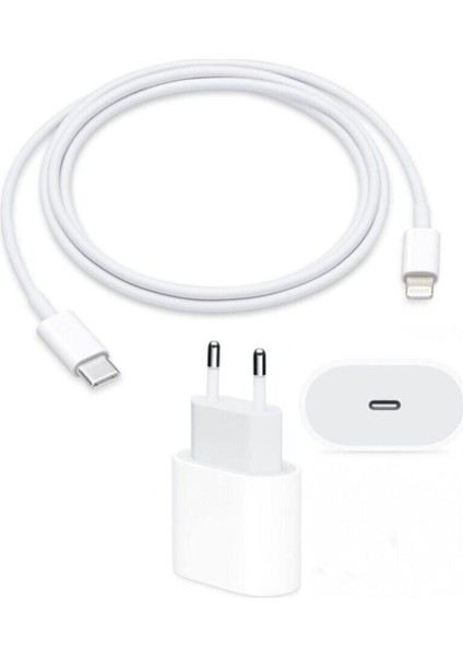 Uyumlu Hızlı Şarj Aleti - 20W Type-C Adaptör ve Type-C Uçlu Lighning Kablo ile Birlikte