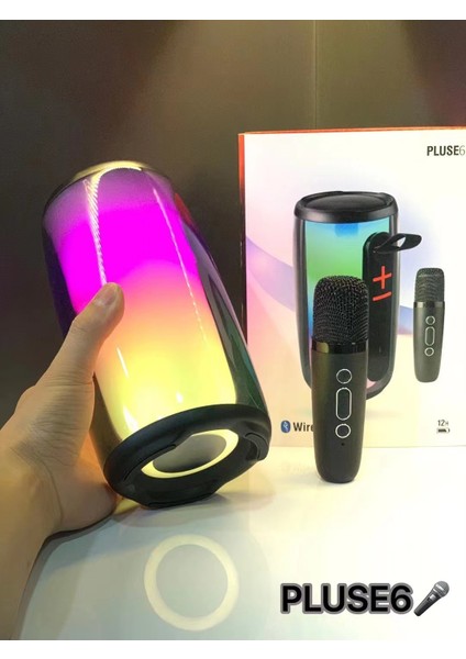 Mikrofonlu Hoparlör Ses Bombası 360°LEDLI Dekoratif Aydınlatma Gece Lambası Pluse 6