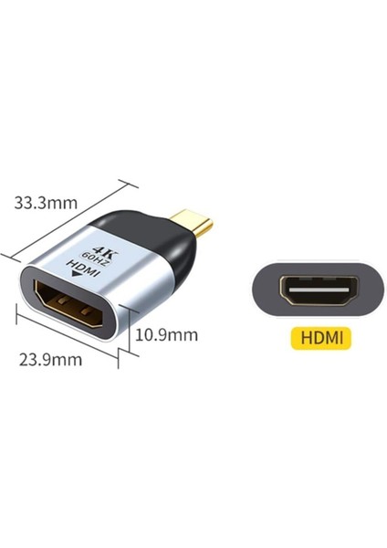 Type C To HDMI 4K 60hz Mini Çevirici Dönüştürücü Adaptör