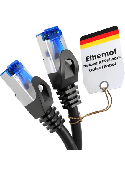 - 10M - Ethernet Kablosu, Ağ Kablosu, Lan - 0,25-30M Arasında Mevcuttur (Gigabit Ağlar Için Fiber Hızı, RJ45 ile Switch/router/modem, Siyah/gümüş)