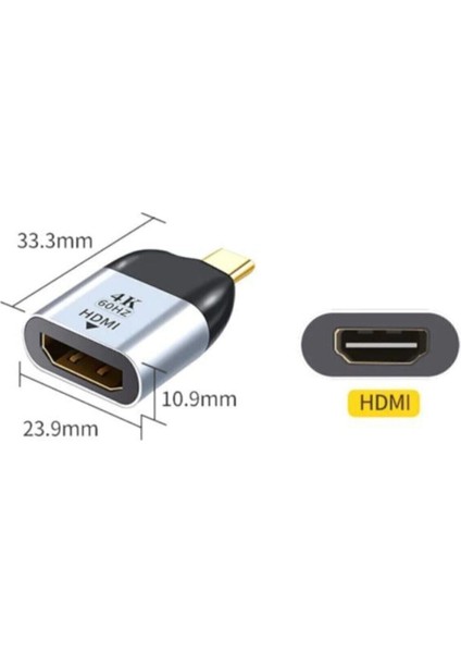 C To HDMI 4K 60hz Çevirici Dönüştürücü Adaptör USB 3.1 Erkek To HDMI Dişi