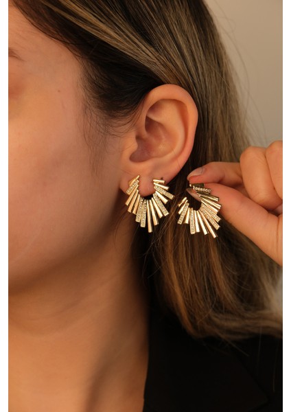 Gold Zirkon Taşlı Özel Tasarım Küpe fiyatları