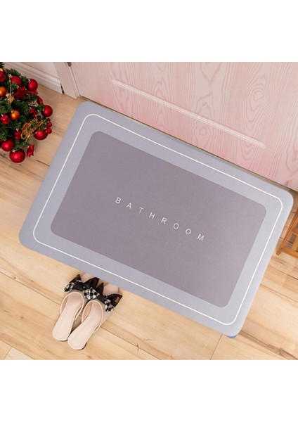 Banyo Paspası Süper Su Emici Kaymaz Tabanlı Paspas Banyo Paspası Dikdörtgen Diatomit Paspas Süper Emici Paspas Dikdörtgen (60 x 40 cm ) (Gri)