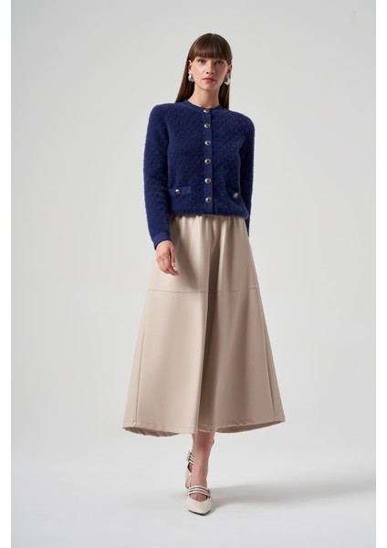 Triko Düğme Detay Kısa Hırka 7001 Saks modelleri