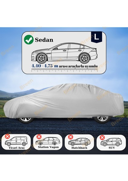 Sedanlarla Uyumlu Gri - L Araba Branda, Oto Örtüsü (Araç uzunluğu 4.40m-4.75m arası) fiyatları