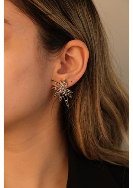 Gold Zirkon Taşlı Özel Tasarım Yıldız Küpe fiyatları