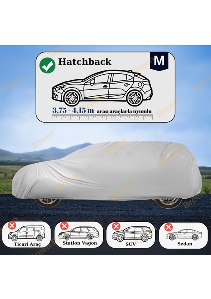 Hatchbacklerle Uyumlu Gri - M Araba Branda, Oto Örtüsü (Araç uzunluğu 3.75m-4.15m arası) fiyatları