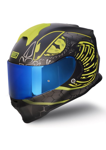 Dinamo Fighter Mat Siyah-Antrasit-Sarı Kask