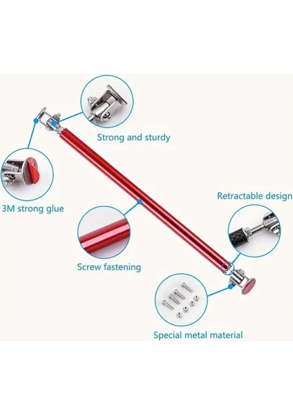 Araç Ön Tampon ve Çamurluk Spoyler Dudak Ayırıcı Metal Kırmızı Vidalı ve Yapıştırmalı Çubuk 10 cm