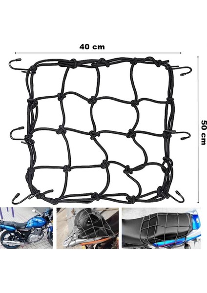 Araç ve Tekne Bagaj Filesi Çok Amaçlı Kullanım Ağ Model Elastik Ölçü 40 cm x 50 cm Kancalı Ağ File