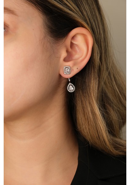 Silver Zirkon Taşlı Özel Tasarım Damla Küpe fiyatları