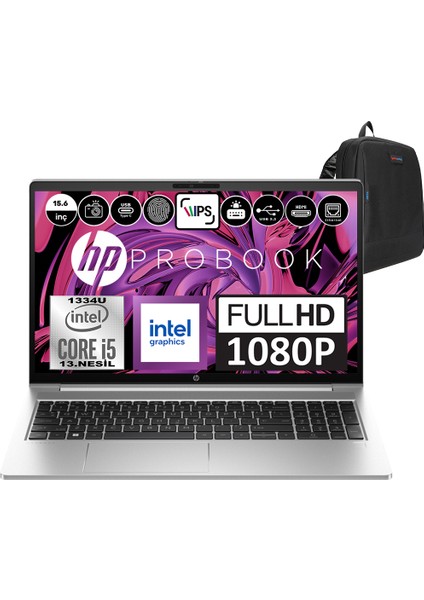 Probook 450 G10 Intel Core I5 1334U 8gb 4tb SSD Intel® Iris® Xᵉ Windows 11 Pro 15.6" Fhd Taşınabilir Bilgisayar 9B9H3EAP01 + Weblegelsin Çanta