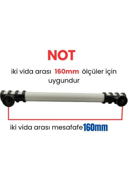 4 Adet Halka Boru Siyah Beyaz Metal Mobilya Kulbu 160 mm