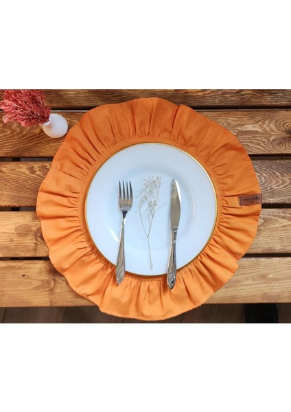 Lizbon Keten Yuvarlak Fırfırlı 2 Li Vintage Amerikan Servis Turuncu 40 x 40 fiyatları