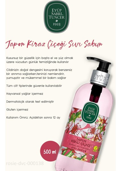 Eyüp Sabri Japon Kiraz Çiçeği Sıvı Sabun 500 ml, El ve Vücut Losyonu 280 ml ve Rosie Pamuk