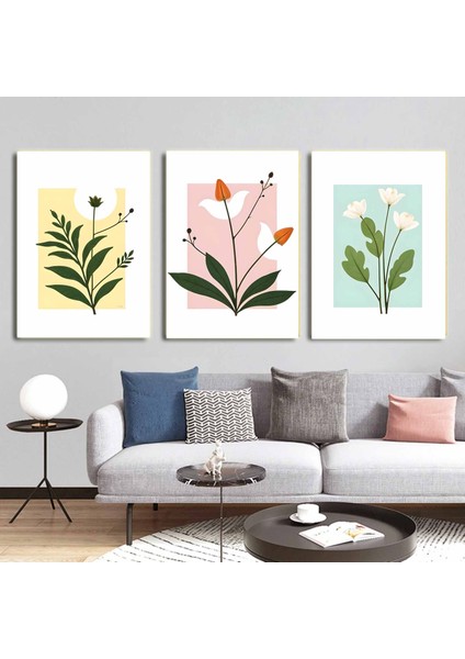 Matisse - Boho - Art Deco - Soyut - Doğa ( 3 Lü Çerçevesiz ) Poster - Afiş - Tablo KR2C00090/