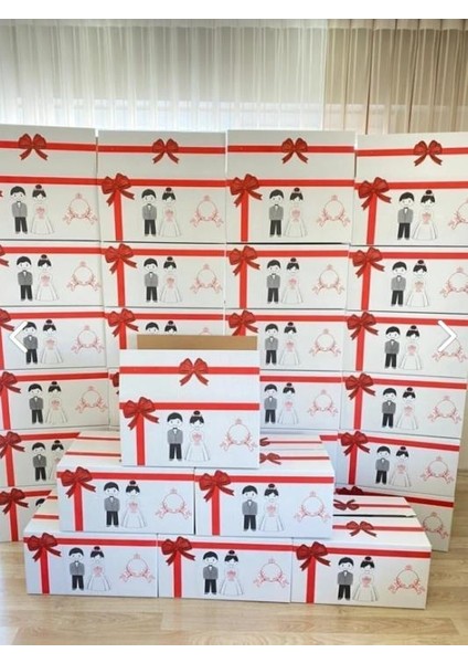İsim Etiketli Çeyiz Kolisi Gelin Karton Koli Kutu Ambalaj 57 x 25 x 33 cm 15 Adet