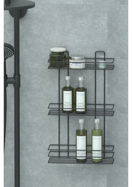 Yapışkanlı 3 Katlı Banyo Rafı Duş Şampuanlık Duvar Düzenleyici Organizer indirimleri