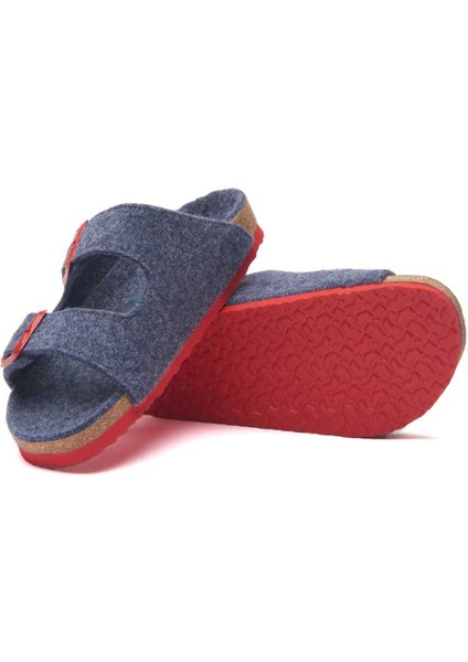 / Bali-W - Yün Çift Bantlı Ev Terliği ( Lacivert - Kırmızı Yün ) fiyatları