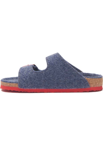 / Bali-W - Yün Çift Bantlı Ev Terliği ( Lacivert - Kırmızı Yün ) modelleri