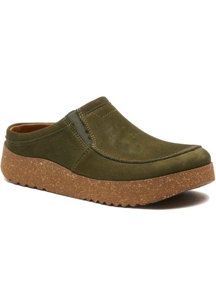 / Stark - Deri Sabo Terlik ( Yeşil Nubuk Deri )