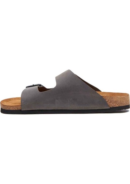 / Bali - Deri Çift Bantlı Terlik ( Gri Yağlı Deri ) modelleri