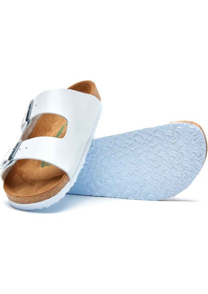 / Bali - Deri Çift Bantlı Terlik ( Beyaz Deri ) fiyatları