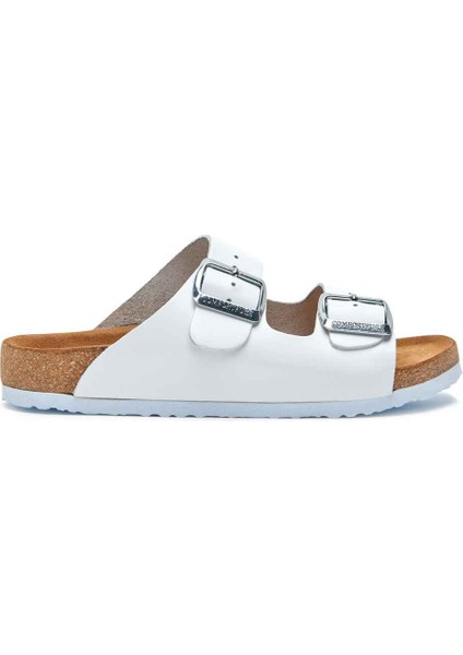 / Bali - Deri Çift Bantlı Terlik ( Beyaz Deri ) fırsatları