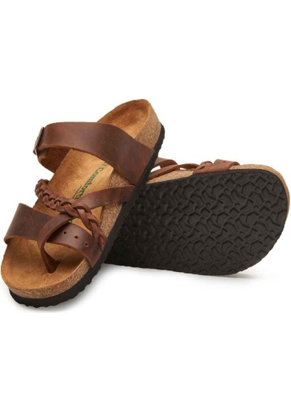 / Campell - Deri Çok Bantlı Terlik ( Kahverengi Yağlı Deri ) fiyatları