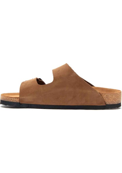 / Bali - Deri Çift Bantlı Terlik ( Kum Nubuk Deri ) modelleri