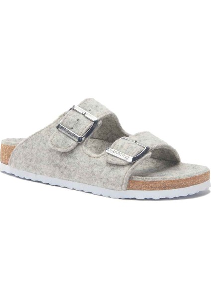 / Bali-W - Yün Çift Bantlı Ev Terliği ( Açık Gri Yün )