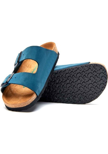 / Bali - Deri Çift Bantlı Terlik ( Lacivert Nubuk Deri ) fiyatları