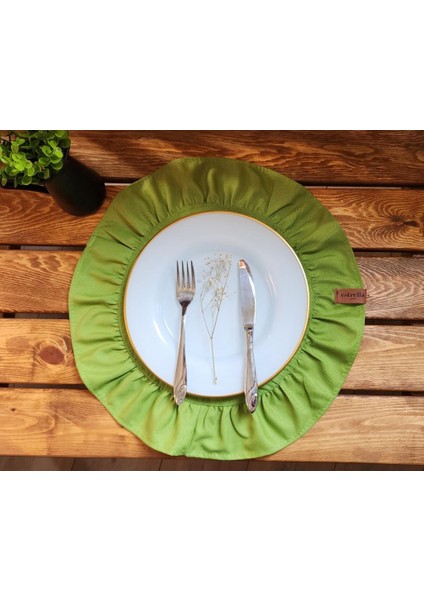 Lizbon Keten Yuvarlak Fırfırlı 2 Li Vintage Amerikan Servis Yeşil 40 x 40 fiyatları