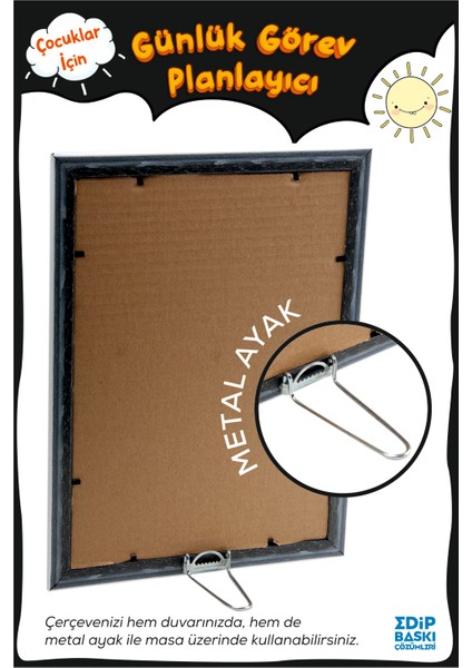 Çocuklar Için Günlük Görev ve Rutin Planlayıcı Çerçeveli Fil 20X30 cm modelleri