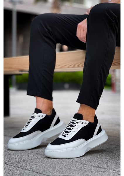 BA0354 Günlük Bağcıklı Erkek Yüksek Beyaz Parçalı Beyaz Taban Spor Ayakkabı fiyatları