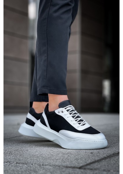 BA0354 Günlük Bağcıklı Erkek Yüksek Beyaz Parçalı Beyaz Taban Spor Ayakkabı indirimleri