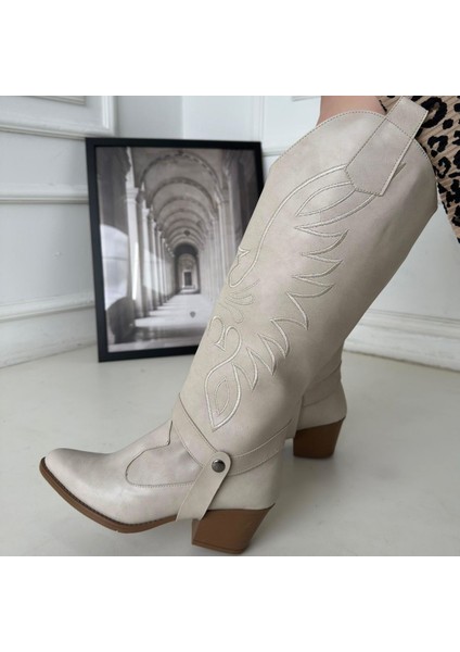 Jilla Bej Cilt Tak Çıkar Topuklu Bot Ve Çizme fırsatları