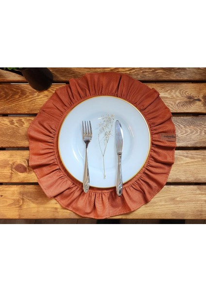 Lizbon Keten Yuvarlak Fırfırlı 2 Li Vintage Amerikan Servis Kiremit 40 x 40 fiyatları