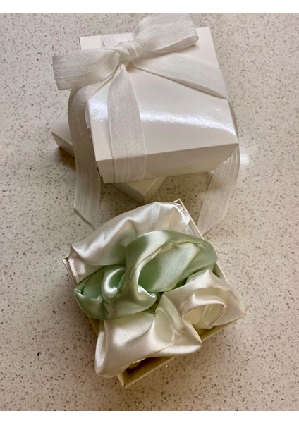 3’lü Premium Saten Saç Tokası - Özel Hediye Kutusunda (A. Yeşil, Krem, Beyaz) fiyatları