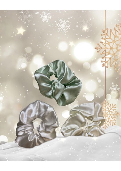 3’lü Premium Saten Saç Tokası - Özel Hediye Kutusunda (A. Yeşil, Krem, Beyaz) modelleri