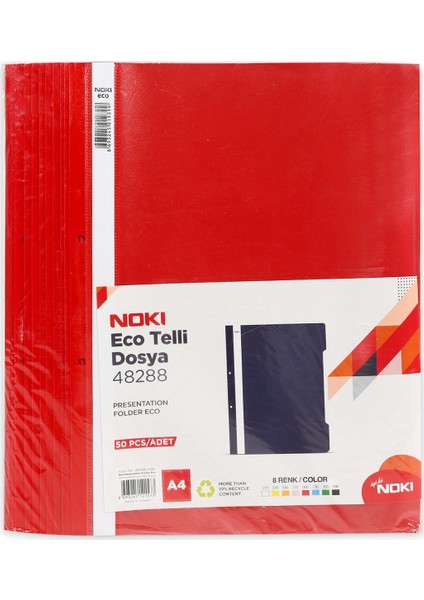 A4 Kırmızı Eco Telli Dosya 50 Adet