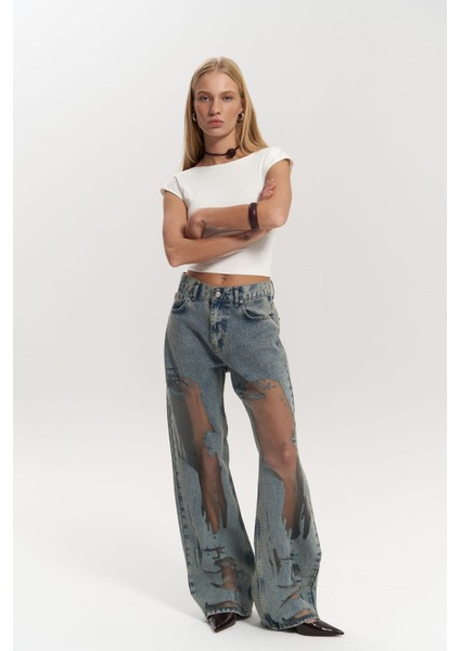 Trixie Mavi Transparan Jean Pantolon