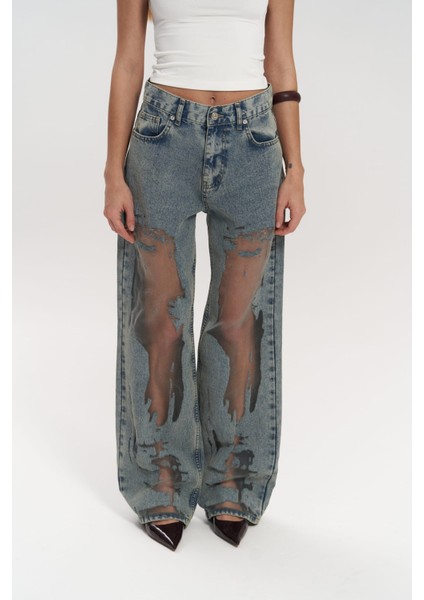 Trixie Mavi Transparan Jean Pantolon