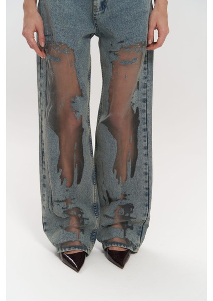 Trixie Mavi Transparan Jean Pantolon