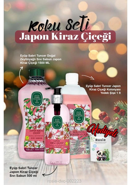 Japon Kiraz Çiçeği Eyüp Sabri Sıvı Sabun 500 ml ve 1500 ml, Kolonya 1 lt ve Rosie Pamuk