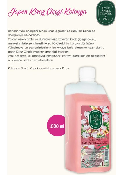 Japon Kiraz Çiçeği Eyüp Sabri Sıvı Sabun 500 ml ve 1500 ml, Kolonya 1 lt ve Rosie Pamuk modelleri