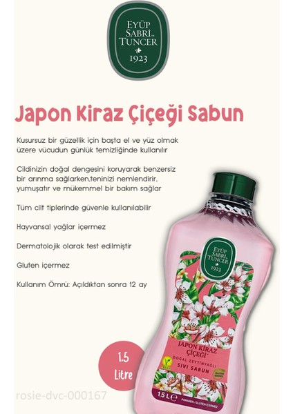 Japon Kiraz Çiçeği Eyüp Sabri Sıvı Sabun 500 ml ve 1500 ml, Kolonya 1 lt ve Rosie Pamuk fırsatları