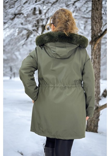 Çıkartılabilir Kapüşonlu Cepli Içi Komple Peluş Büyük Beden Bonded Kumaş Kışlık Mont fiyatları