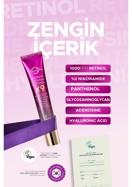 Çizgi Karşıtı, Aydınlatıcı ve Nemlendirici Premium Retinol X9 Perfect Cream